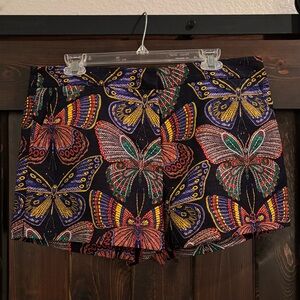 NWT Trina Turk Multicolor Butterfly Print High Waist Shorts 12